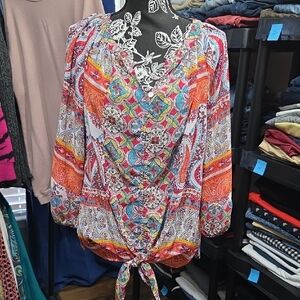 New Directions Multicolor Paisley Blouse